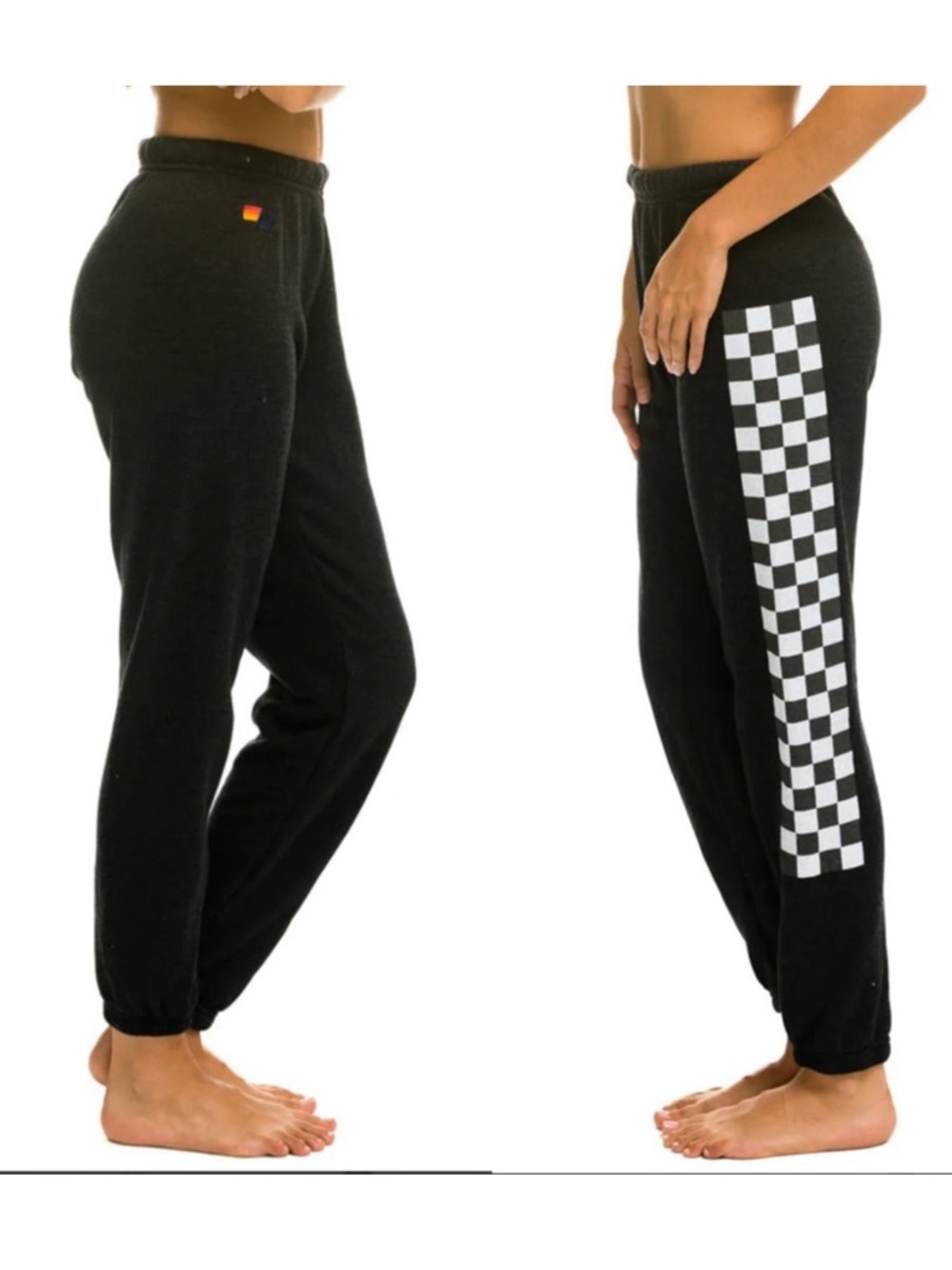 Aviator Nation Check Leg Sweatpants in Black Size XS